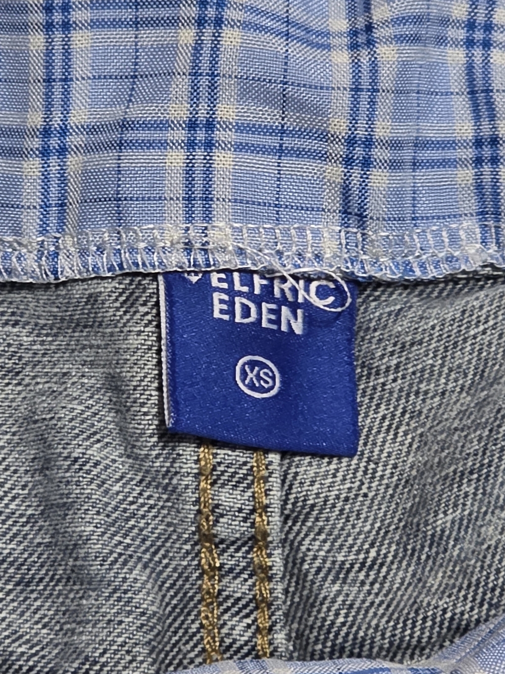 Aelfric Eden Mens XS Layered Boxer Jeans Wide Leg Baggy Plaid Waistband Y2K - Picture 4 of 16